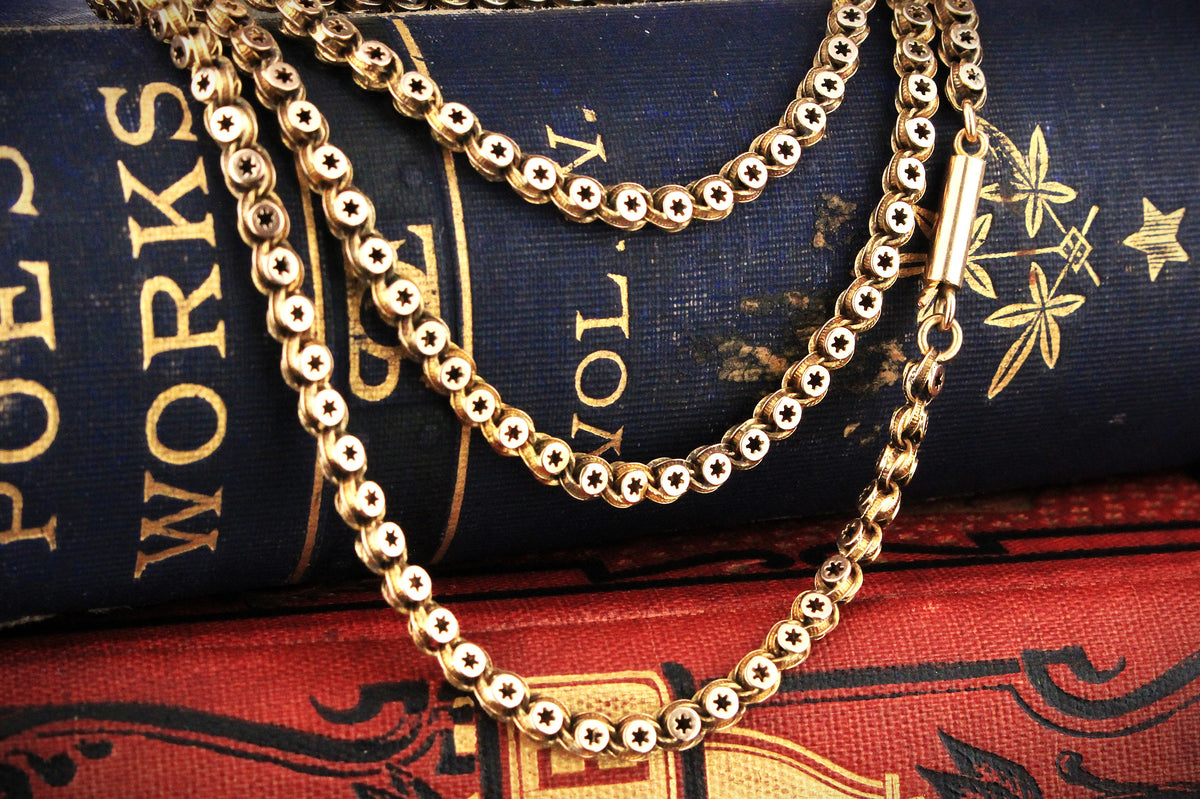 ANTIQUE VICTORIAN STAR LINK CHAIN 15ct GOLD