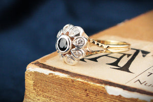 VINTAGE SAPPHIRE & DIAMOND DAISY RING 18ct GOLD