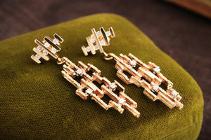 MID-CENTURY .50ct DIAMOND EARRINGS 14ct GOLD
