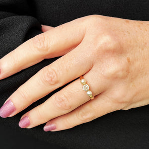 ANTIQUE VICTORIAN .50ct DIAMOND & PEARL RING 15ct GOLD