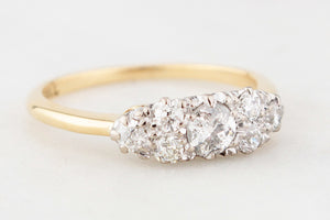 ANTIQUE EDWARDIAN c1900 .75ct SEVEN STONE DIAMOND RING 18ct GOLD & PALLADIUM