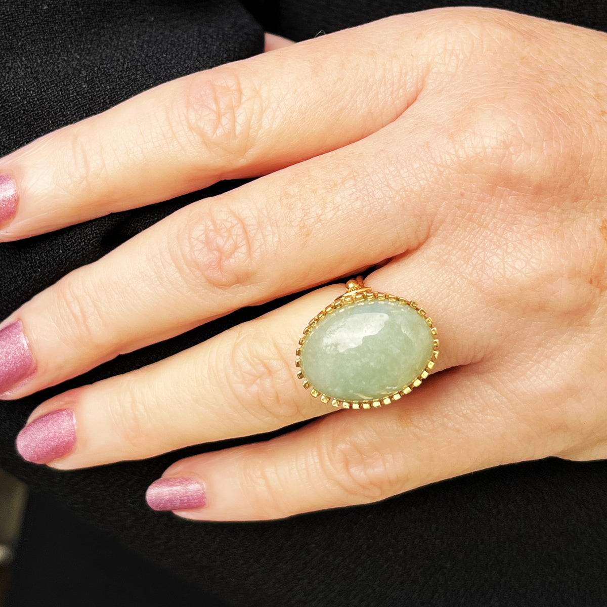 VINTAGE c1940’s 14.40ct JADEITE RING 18ct GOLD