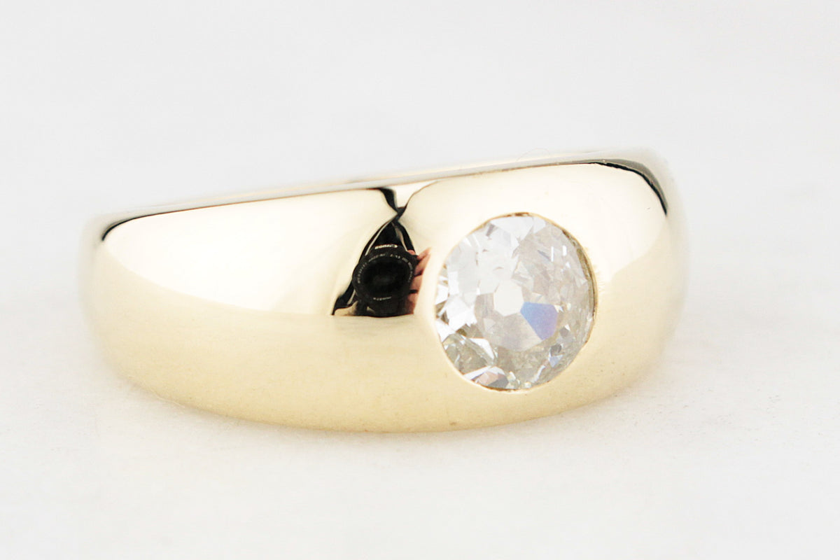 CUSTOM .84ct OLD MINE CUT DIAMOND DOME RING 14ct GOLD