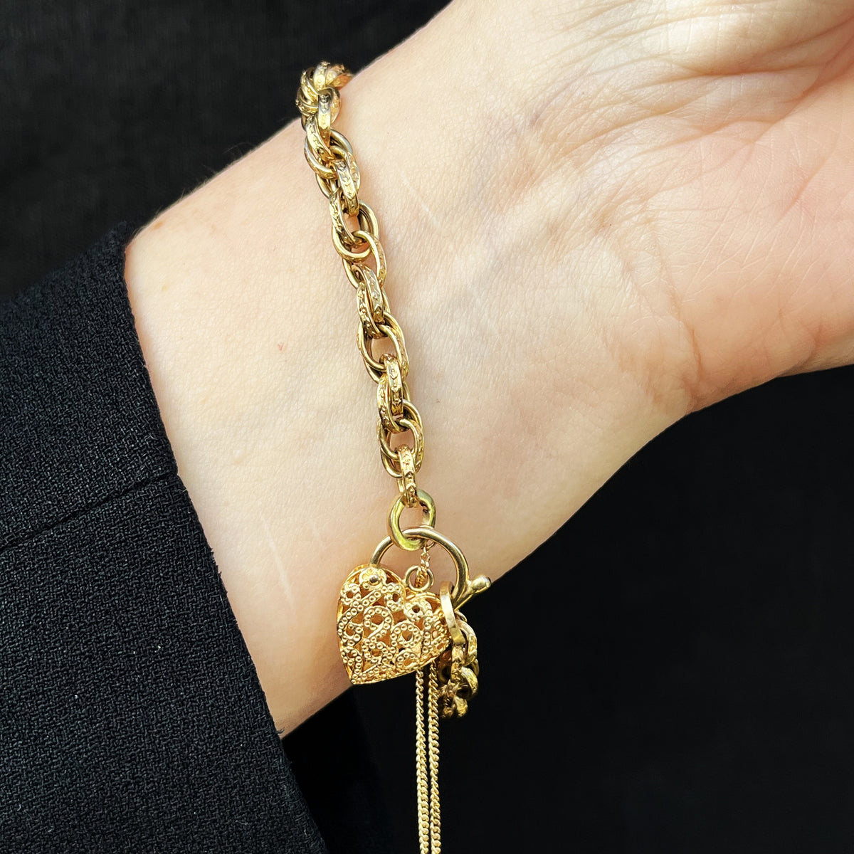 ANTIQUE EDWARDIAN ETCHED BRACELET 9ct GOLD