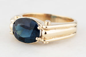 BESPOKE TEAL BLUE TOURMALINE & DIAMOND RING 9ct GOLD