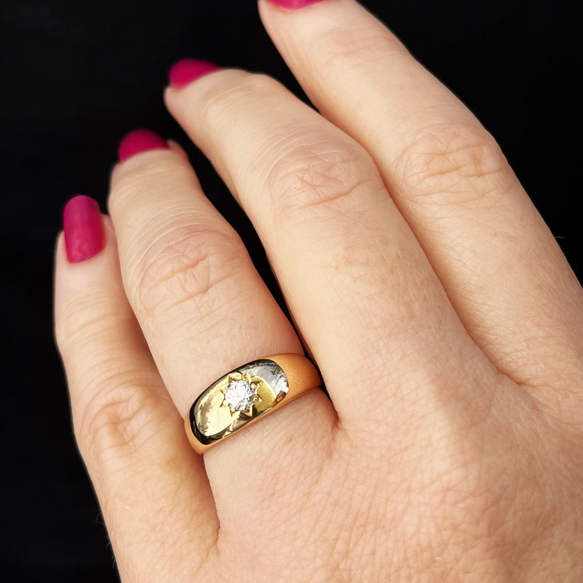 ANTIQUE EDWARDIAN c1900 STARBURST DIAMOND RING 18ct GOLD