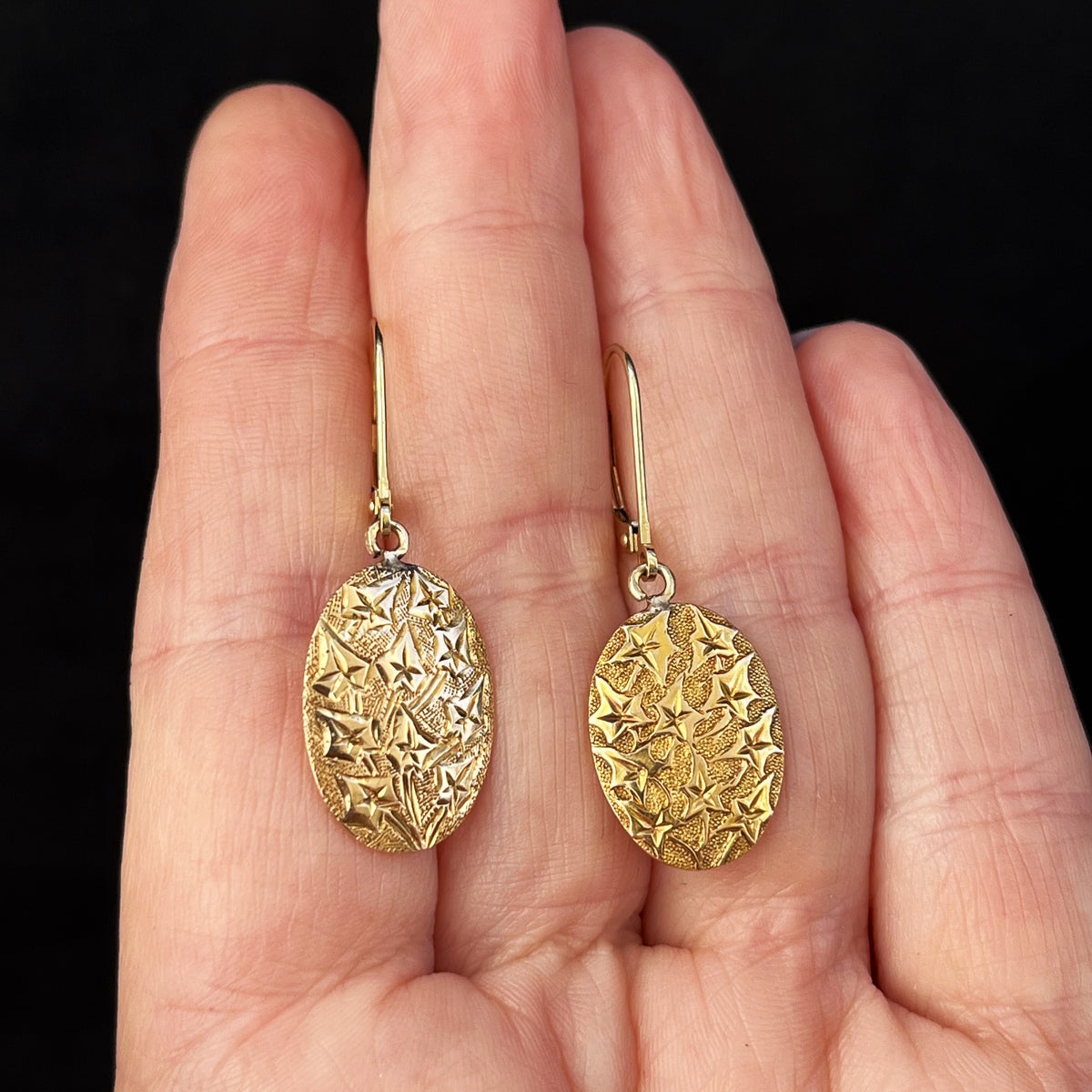 ANTIQUE VICTORIAN 1898 15ct GOLD EARRINGS
