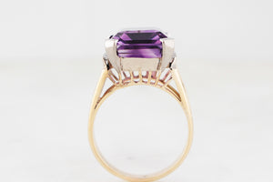 VINTAGE 12.50ct AMETHYST & DIAMOND COCKTAIL RING 18ct GOLD