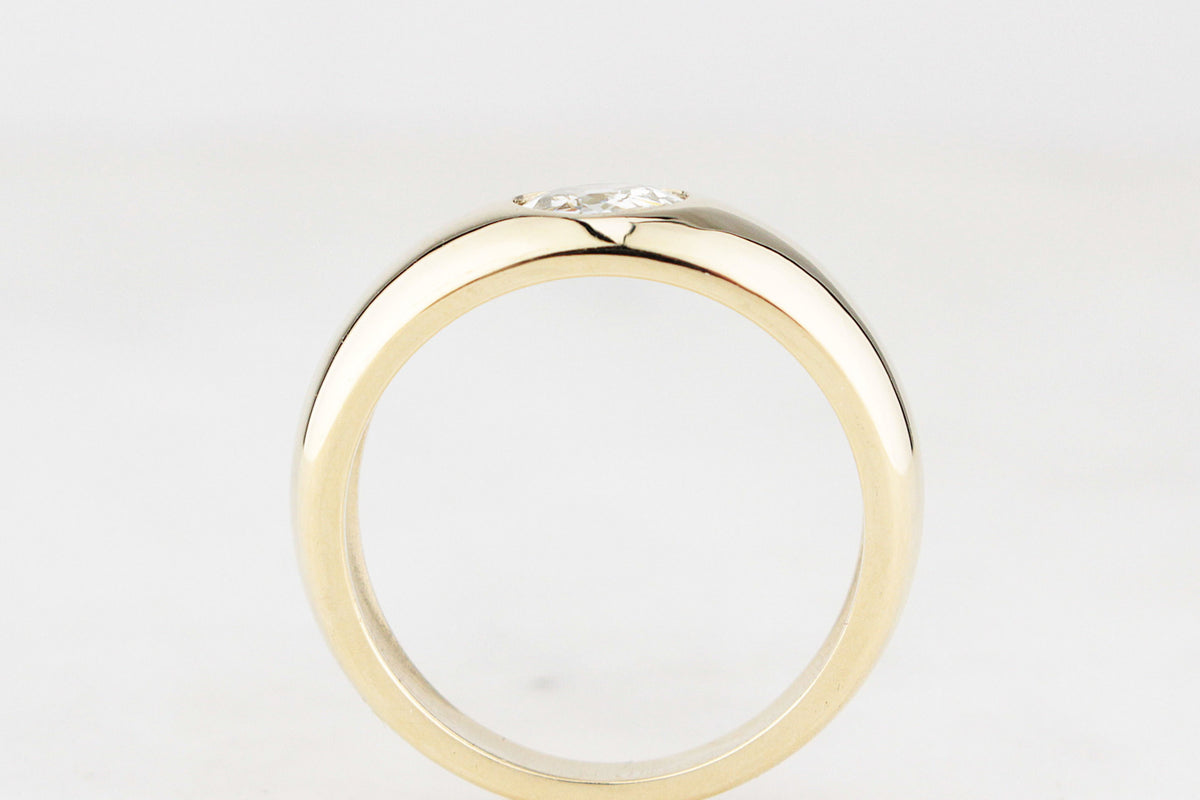 CUSTOM .84ct OLD MINE CUT DIAMOND DOME RING 14ct GOLD