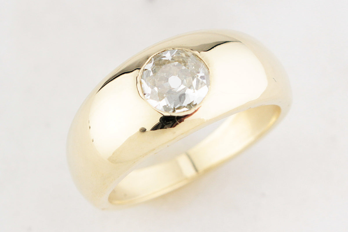 CUSTOM .84ct OLD MINE CUT DIAMOND DOME RING 14ct GOLD