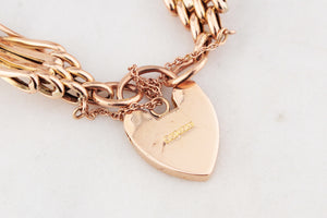 ANTIQUE EDWARDIAN GATE LINK BRACELET WITH HEART PADLOCK 9ct GOLD