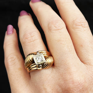 VINTAGE 1940’S DIAMOND TANK RING 18ct GOLD