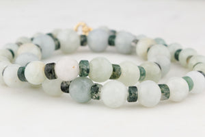BESPOKE JADE & MOSS AGATE NECKLACE 9ct GOLD
