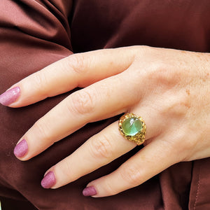 MID-CENTURY CABOCHON TOURMALINE RING 18ct GOLD