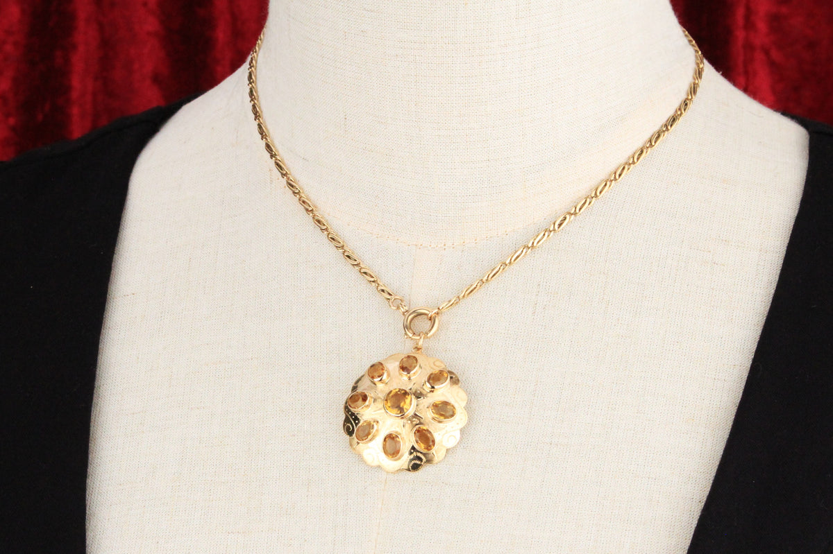 VINTAGE 1940’s CITRINE PENDANT 14ct GOLD