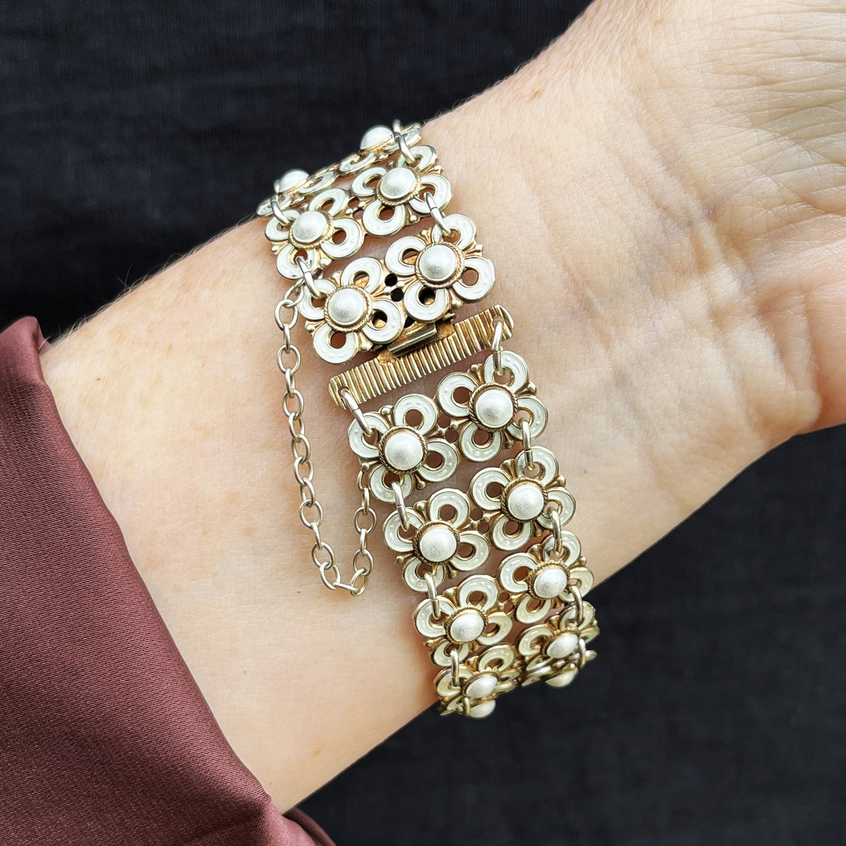 MID-CENTURY STERLING SILVER DAVID ANDERSON ENAMEL BRACELET