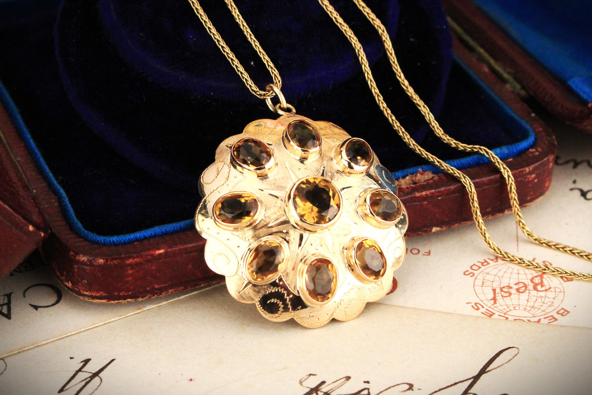 VINTAGE 1940’s CITRINE PENDANT 14ct GOLD