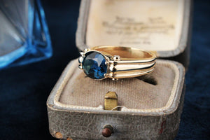 BESPOKE TEAL BLUE TOURMALINE & DIAMOND RING 9ct GOLD