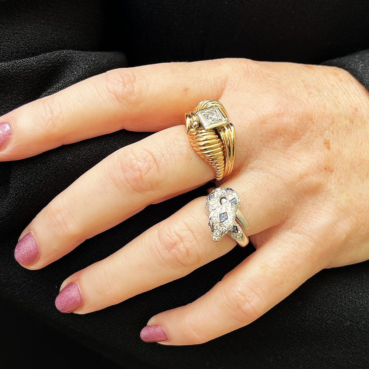 VINTAGE 1940’S DIAMOND TANK RING 18ct GOLD