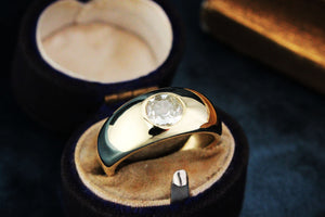 CUSTOM .84ct OLD MINE CUT DIAMOND DOME RING 14ct GOLD