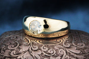 CUSTOM .84ct OLD MINE CUT DIAMOND DOME RING 14ct GOLD