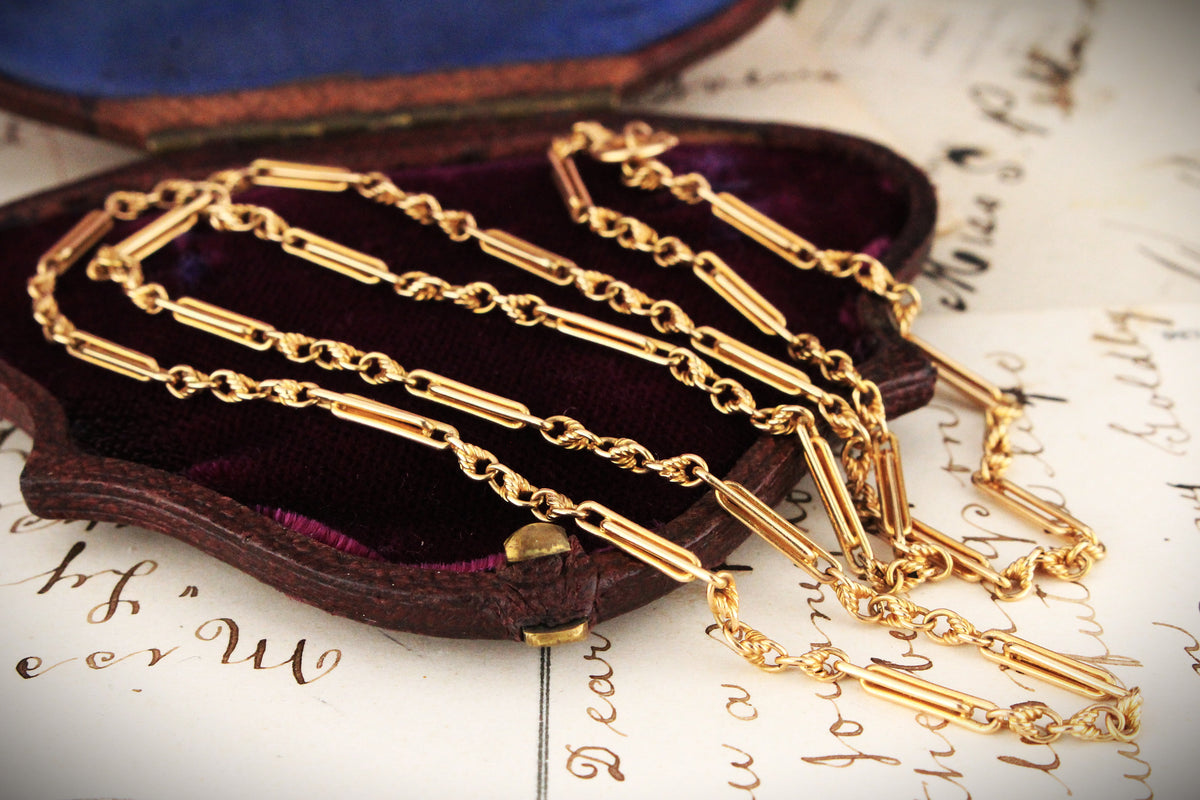 ANTIQUE EDWARDIAN FANCY LINK CHAIN 15ct GOLD