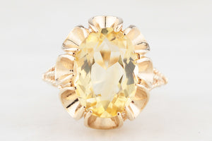 MID-CENTURY 1972 5ct CITRINE COCKTAIL RING 9ct GOLD