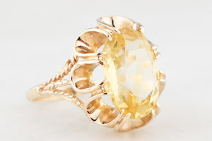 MID-CENTURY 1972 5ct CITRINE COCKTAIL RING 9ct GOLD