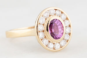 PINK SAPPHIRE & DIAMOND HALO RING 14ct GOLD