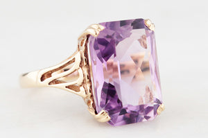 MID-CENTURY 1967 6.70ct AMETHYST COCKTAIL RING 9ct GOLD