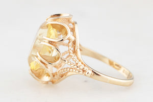 MID-CENTURY 1972 5ct CITRINE COCKTAIL RING 9ct GOLD