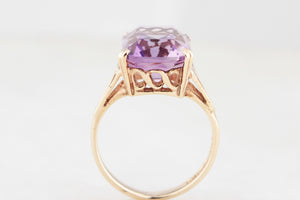 MID-CENTURY 1967 6.70ct AMETHYST COCKTAIL RING 9ct GOLD