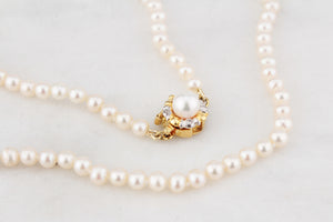 VINTAGE PEARL STRAND DIAMOND CLASP 14ct GOLD