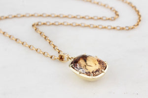 BESPOKE 16.95ct IMPERIAL TOPAZ & DIAMOND PENDANT 14ct GOLD