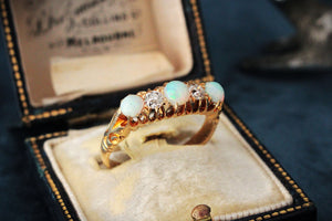 ANTIQUE EDWARDIAN OPAL & DIAMOND RING 18ct GOLD