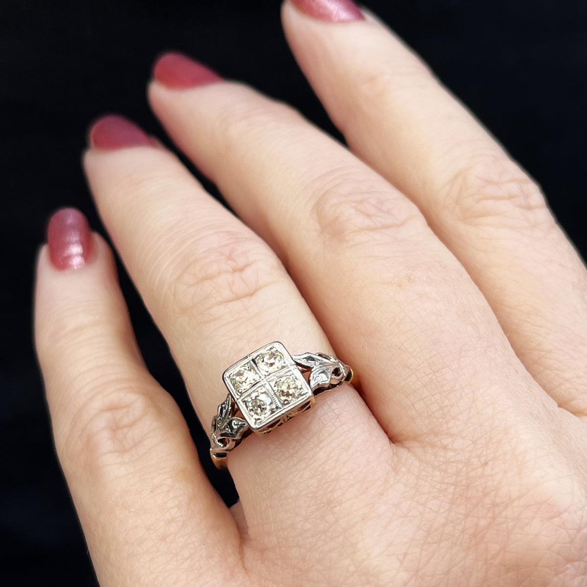 ANTIQUE AUSTRALIAN c1915 .40ct DIAMOND RING PLATINUM &amp; 18ct GOLD