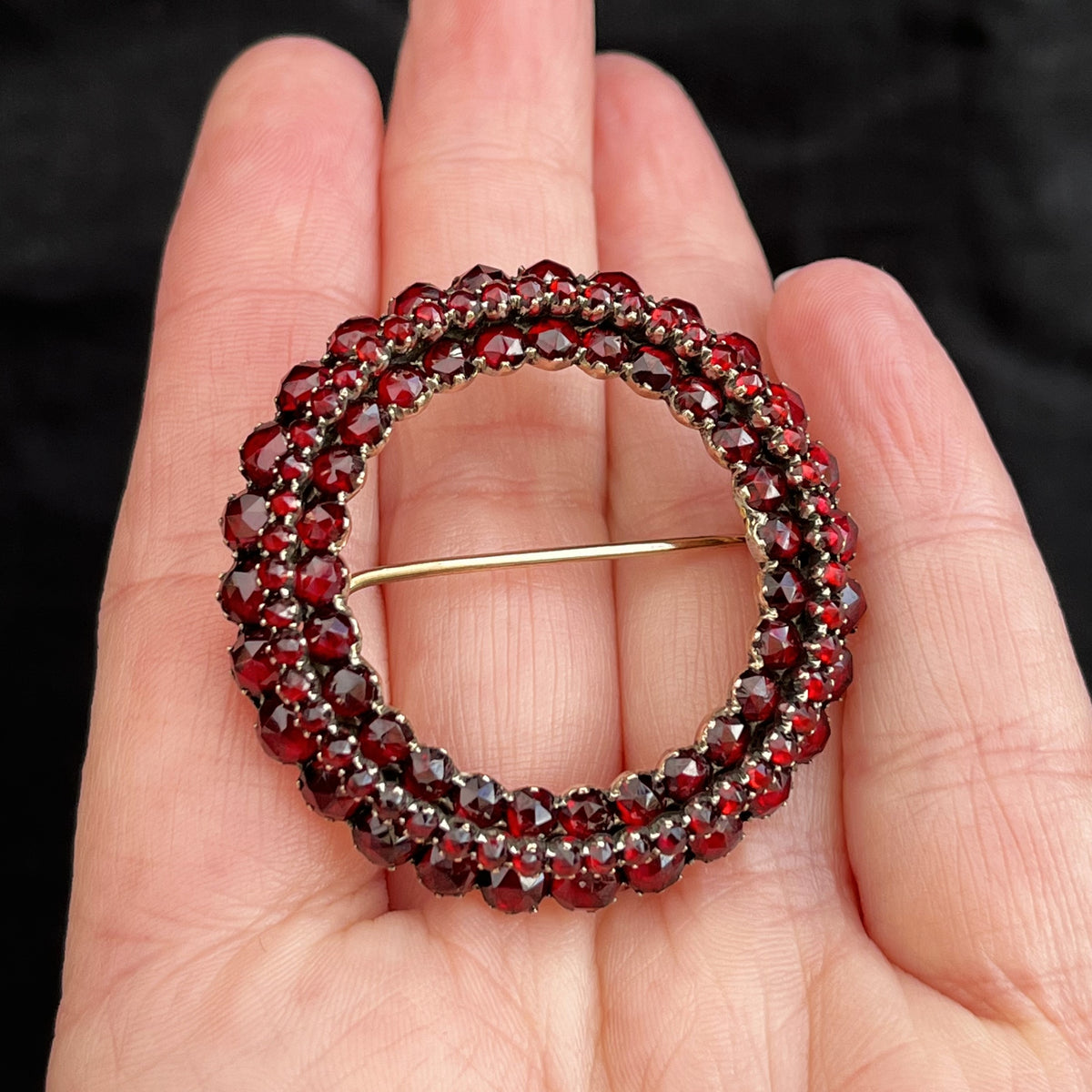 ANTIQUE EDWARDIAN c1915 BOHEMIAN GARNET BROOCH