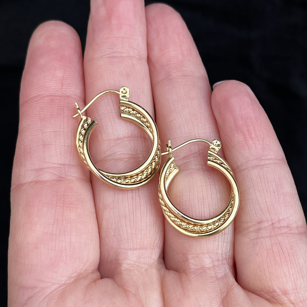 MODERN TRIPLE HOOP EARRINGS 14ct GOLD