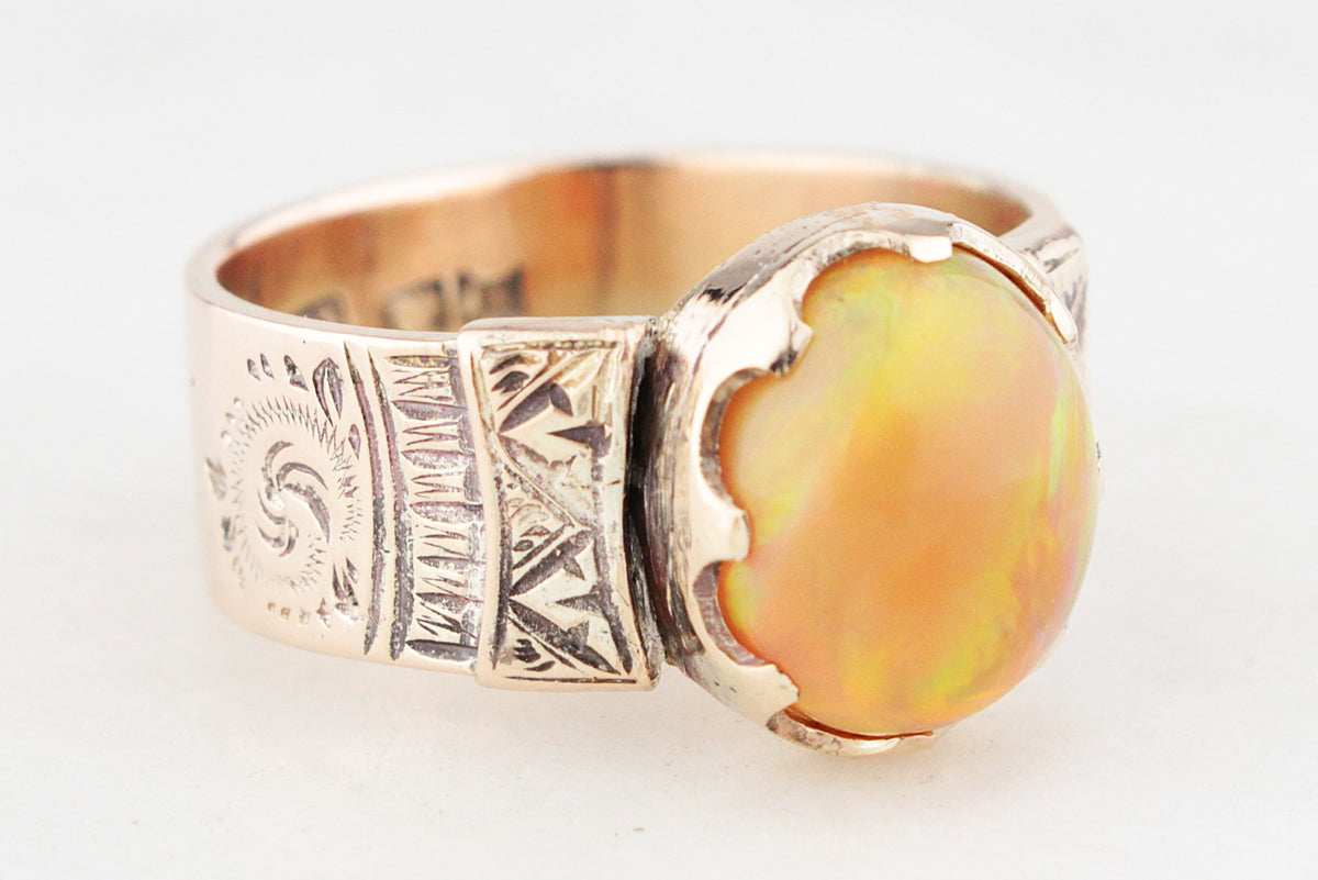 ANTIQUE VICTORIAN c1880’s FIRE OPAL RING 15ct GOLD