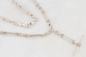 ANTIQUE c1915 EDWARDIAN STERLING SILVER WATCH CHAIN