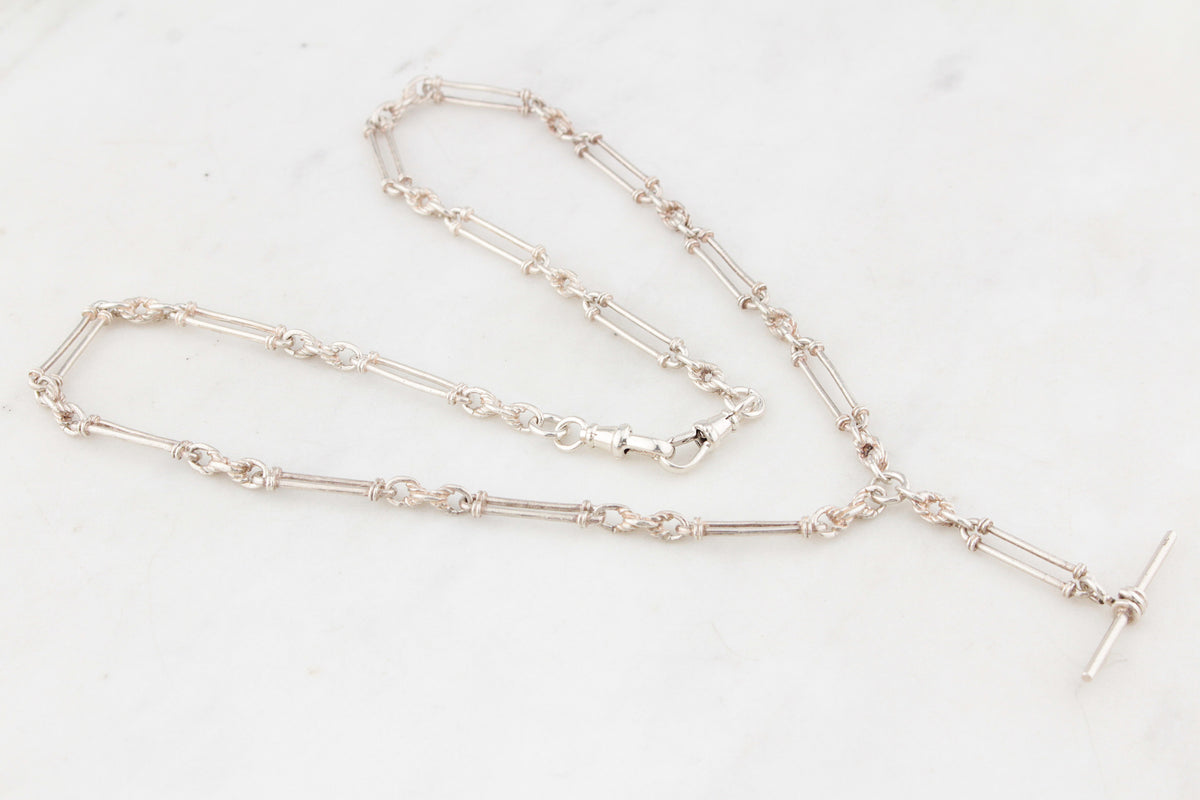ANTIQUE c1915 EDWARDIAN STERLING SILVER WATCH CHAIN