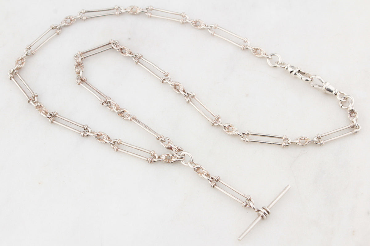 ANTIQUE c1915 EDWARDIAN STERLING SILVER WATCH CHAIN