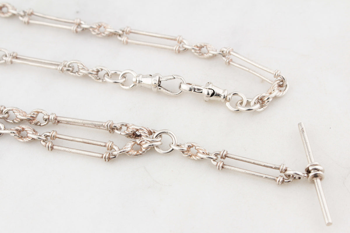 ANTIQUE c1915 EDWARDIAN STERLING SILVER WATCH CHAIN