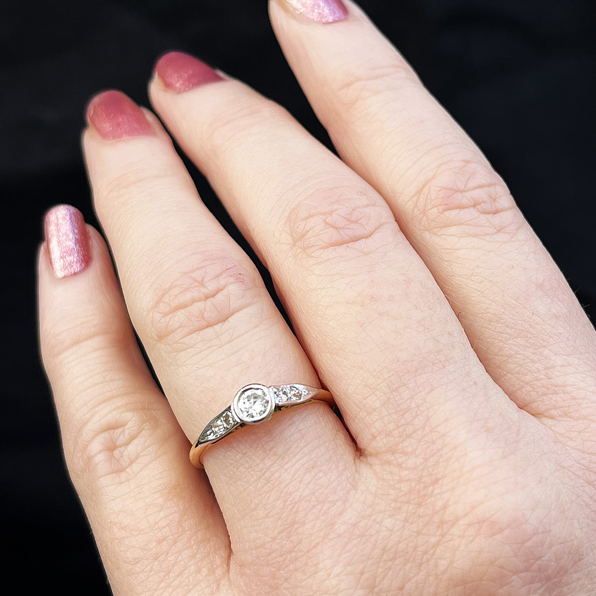 ANTIQUE ART DECO c1920 DIAMOND RING 18ct GOLD &amp; PLATINUM