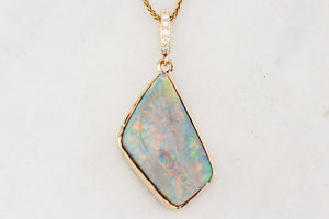 MID-CENTURY SOLID BLACK OPAL & DIAMOND PENDANT 9ct GOLD
