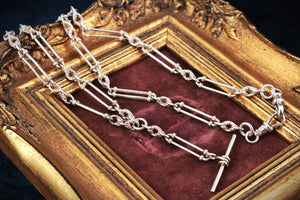 ANTIQUE c1915 EDWARDIAN STERLING SILVER WATCH CHAIN