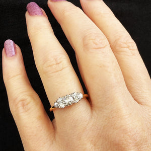 ANTIQUE EDWARDIAN c1900 .75ct SEVEN STONE DIAMOND RING 18ct GOLD & PALLADIUM