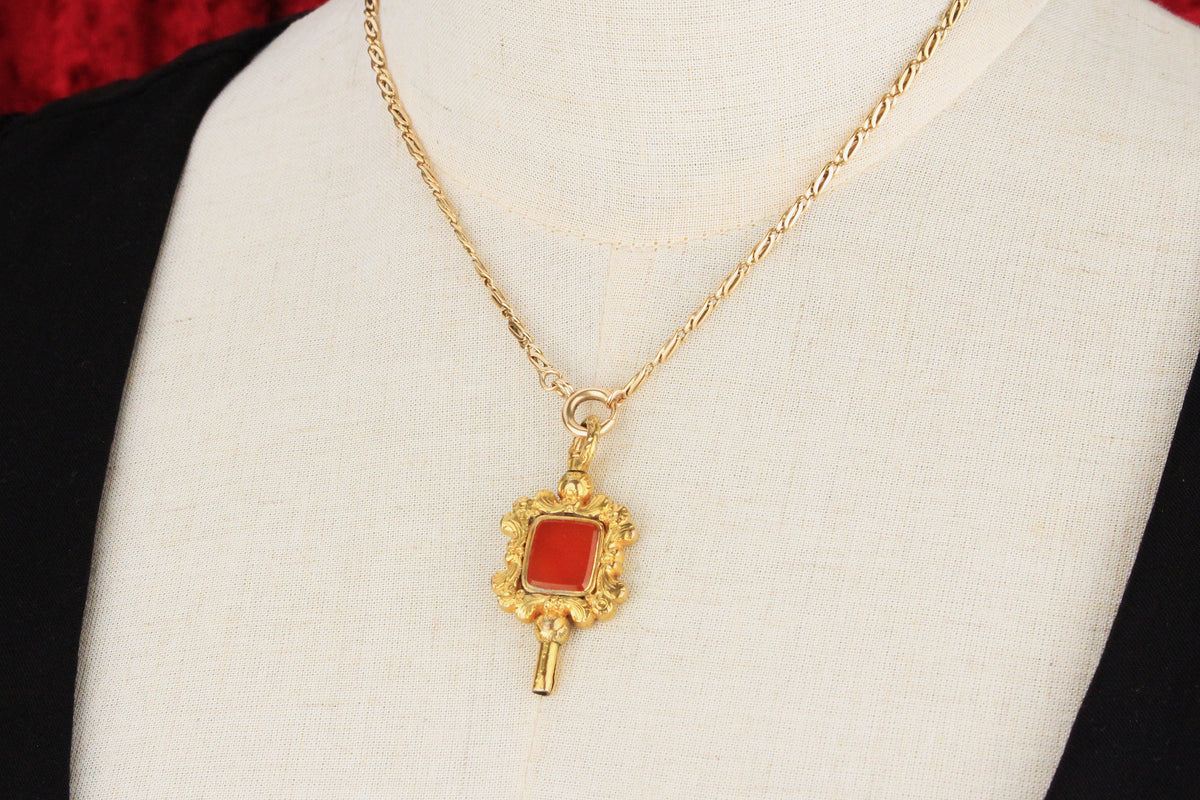GEORGIAN c1820 GILT CARNELIAN WATCH WINDER