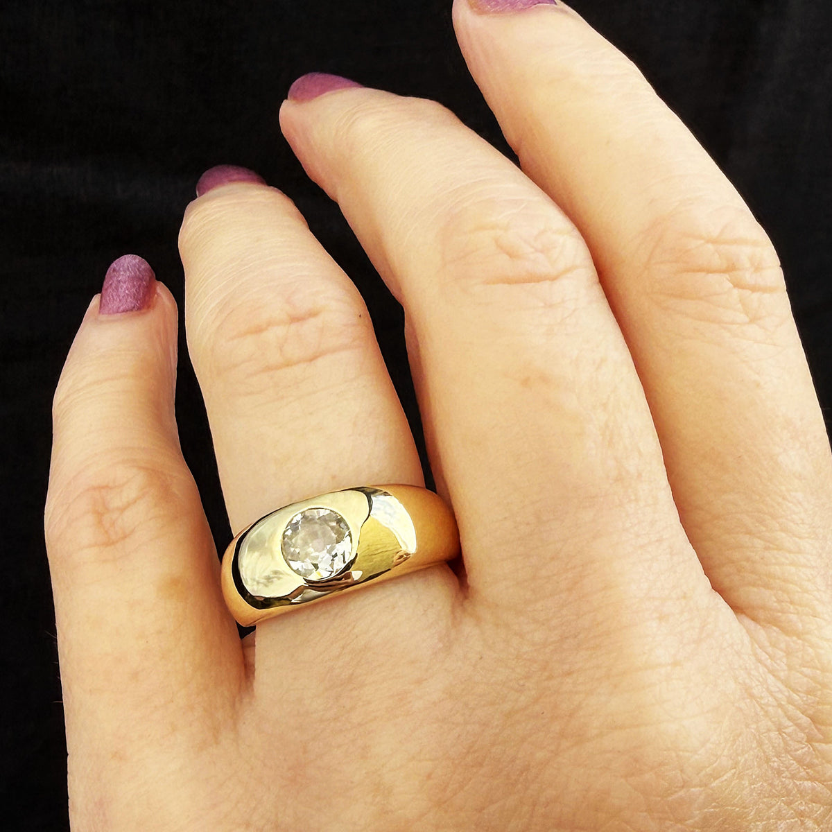 CUSTOM .84ct OLD MINE CUT DIAMOND DOME RING 14ct GOLD