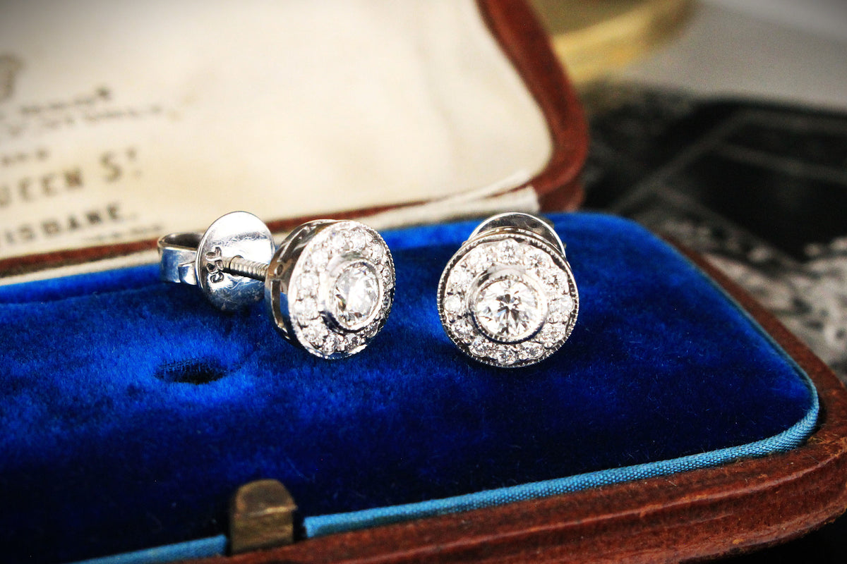 MODERN .58ct DIAMOND STUD EARRINGS 18CT WHITE GOLD